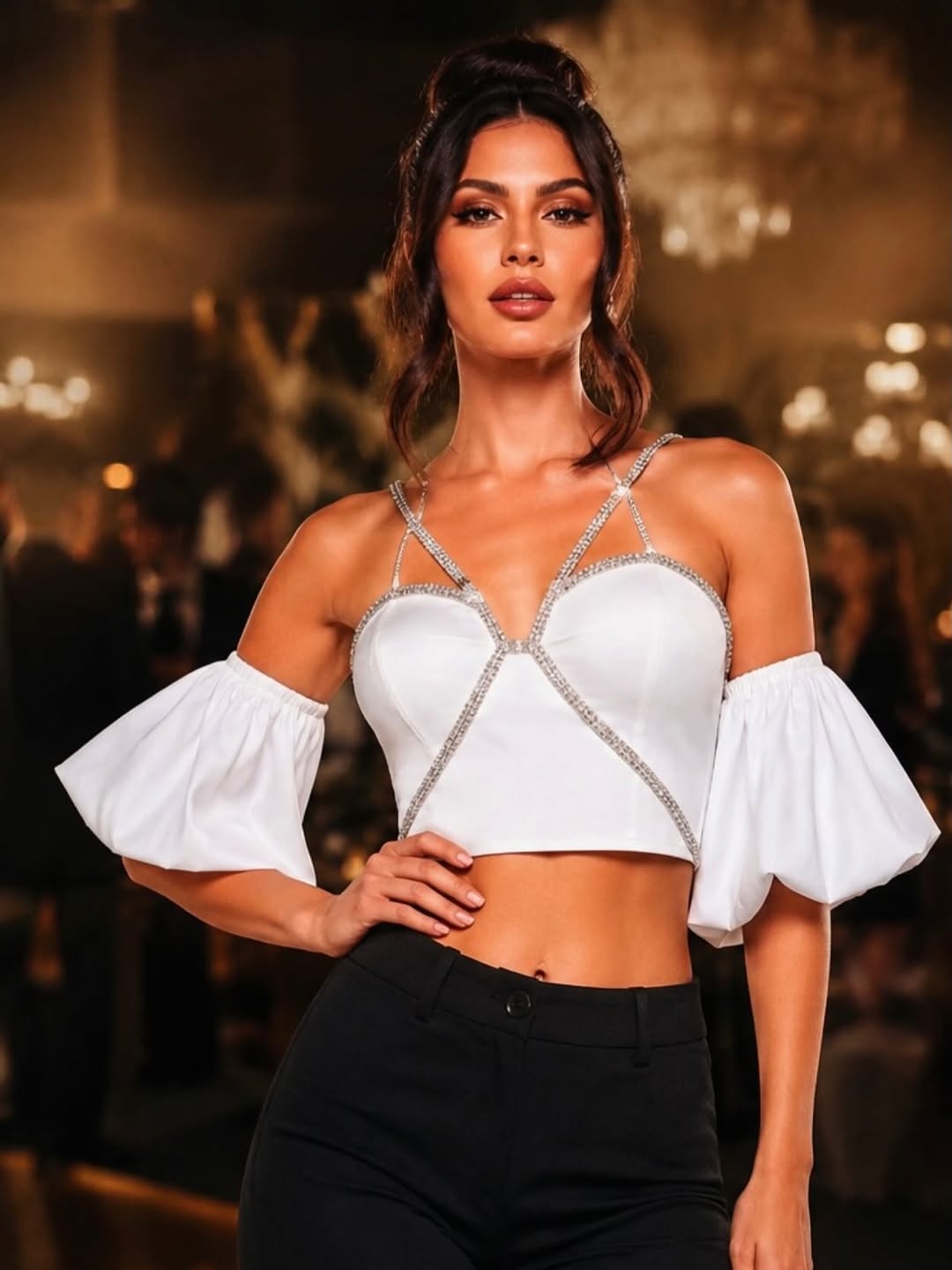 تاپ مجلسی عروسکی سفید وارداتی برند shein کد ۲۵۲