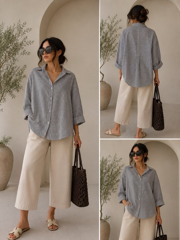 شومیز راهراه MANGO کد ۲۶۶
